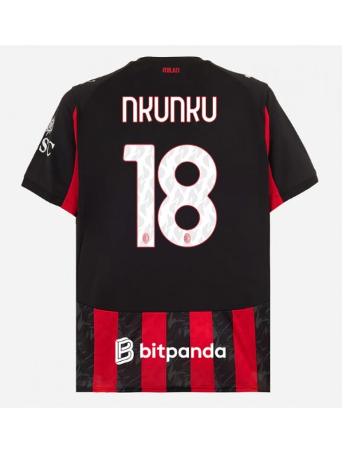 Muži Futbalové oblečenie AC Milan Christopher Nkunku #18 2025-26 Krátky Rukáv - Domáci Muži Futbalové oblečenie AC Milan Christopher Nkunku #18 2025-26 Krátky Rukáv - Domáci